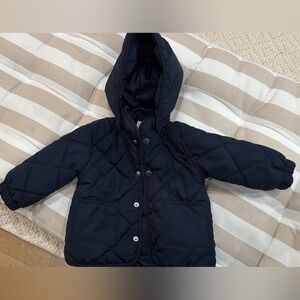 Kids Quilted Hooded Jacket - Navy
